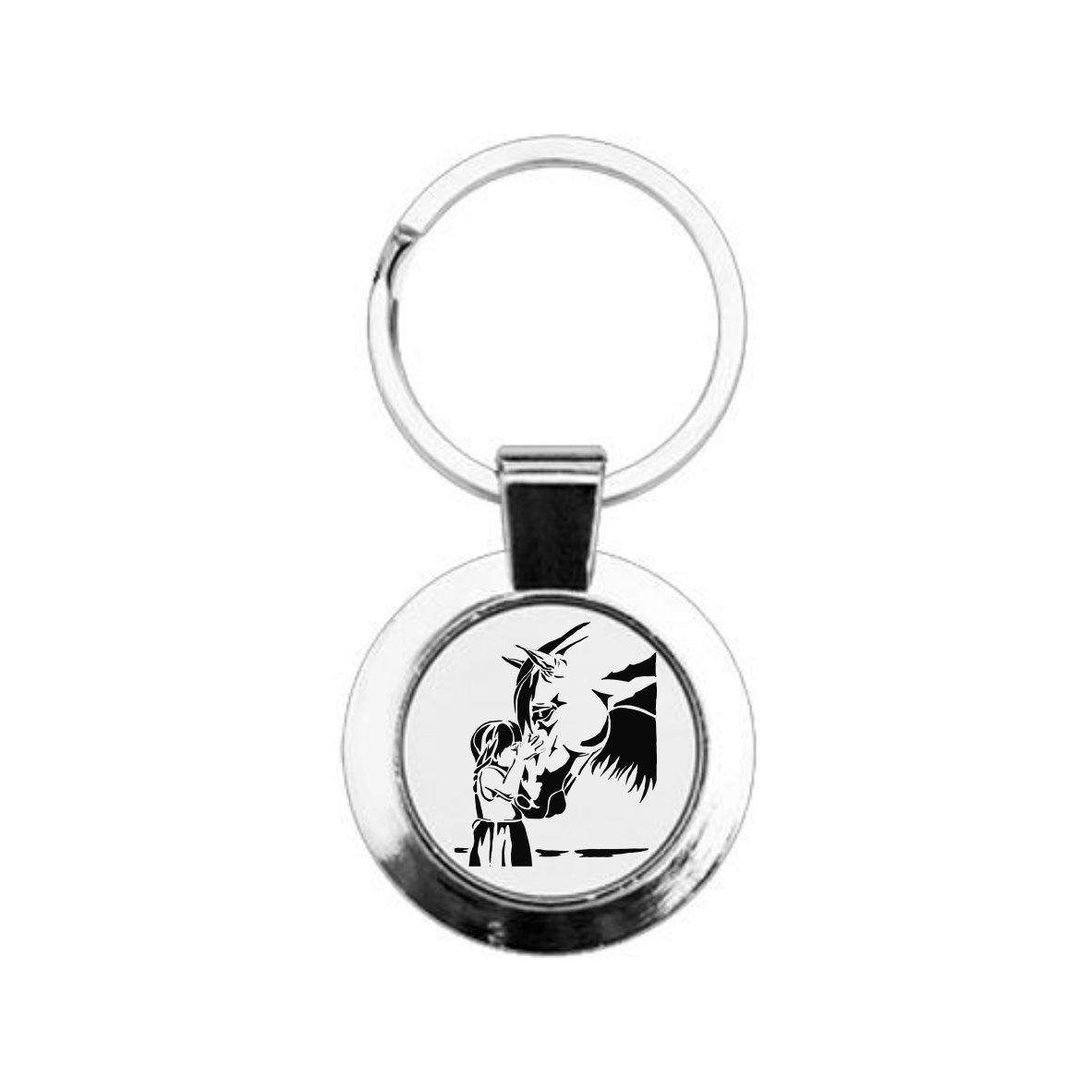 Horse & Girl Round Keyring, Horse Keyring, Horse Gift, Equestria